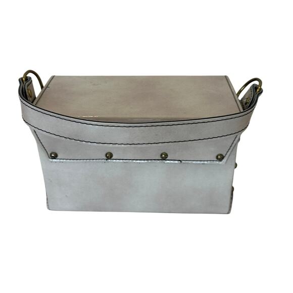 Midcentury Vintage Cosmetic Bag Top Handle Patent Leather Cream Jaclyn USA 8x5x4 - Picture 4 of 8